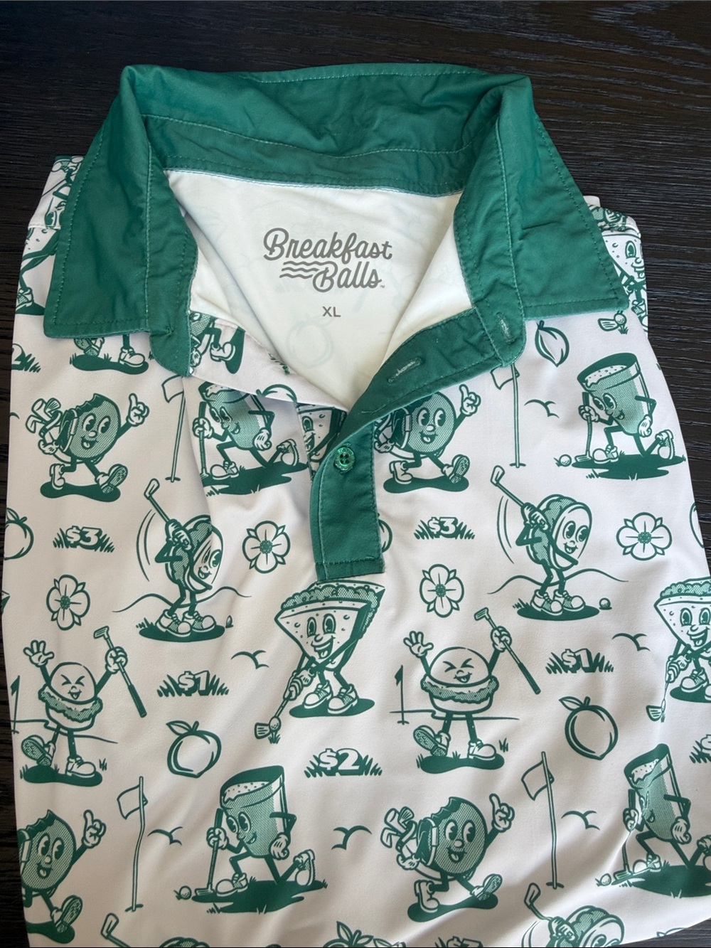 Breakfast Balls XL Graphic Polo with Green Trim Augusta National